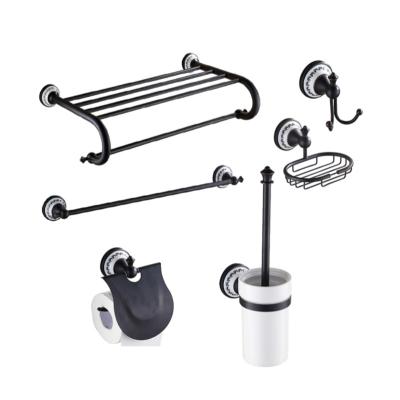 China Hot Sale Bathroom Accessories Rustic High Quality Brass Wall Mounted Retro Black Towel Rack Set for sale