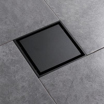 China Modern Bathroom Shower Drain Black Anti-odor Brass Floor Drain for sale