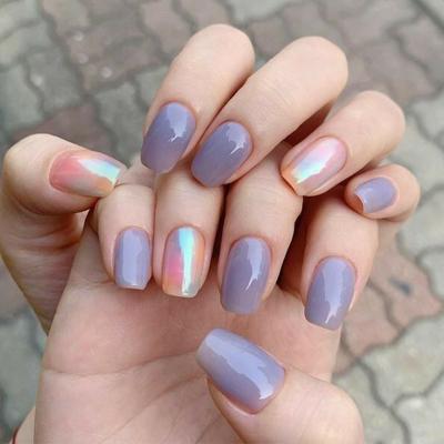 China Fashion Easy Popular Summer Wear Fresh Light Color Monochrome Press On Nails for sale