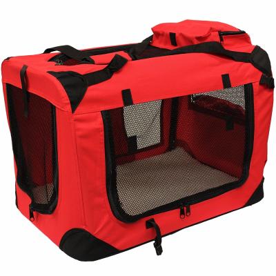 China Stored Lightweight Folding Mesh Fabric Cat Cage Dog Soft Pet Carrier With Crate for sale