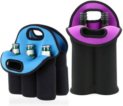 China Waterproof Neoprene 6 Pack Beer Water Box Carrier Tote Beer Wine Cooler Carry Bag Bottle for sale