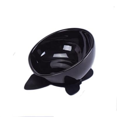 China China Suppliers Ceramic Pet Bow Design Viable Heat Resistant Black Dog Feeding Bowl for sale