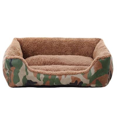 China Sustainable Luxury Oxford Military Base Warm Soft Camouflage Fleece Newcomer Pet Sleep Dog Bed for sale