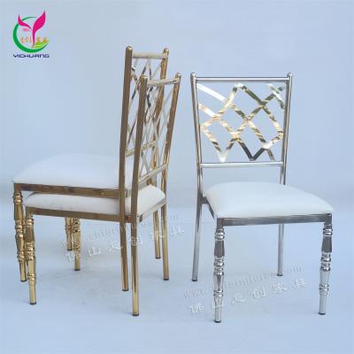 China Wholesale 2022 modern new style event party furniture stainless steel gold wedding hotel chair for dining for sale