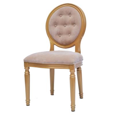 China Hotel Chair Louis Wedding Restaurant Furniture Round Backs With Button Refectory Soft Velvet Hotel Chairs for sale