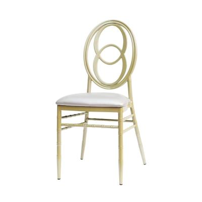 China Hotel chair double metal ring champagne chiavari chair hotel restaurant hall furniture aluminum back wedding chair for sale