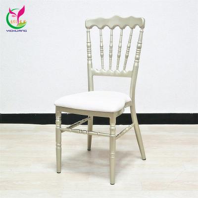 China Napoleon Chair Champagne Luxury High Quality French Party Stacking Event Wedding Chairs Modern French Hotel Furniture Removable Cushion for sale