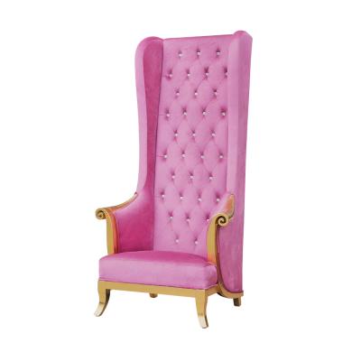 China Modern Luxury High King Throne Wedding Events Bride Pink Queen Throne Back Royal Chair for sale