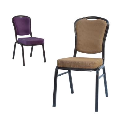 China Modern Wholesale Restaurant Aluminum Brown Purple Stackable Banquet Chairs Hotel Furniture for sale