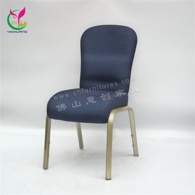 China Hotel Modern Flexible Back High End Stackable Metal Chair Aluminum Blue Banquet Chair for sale