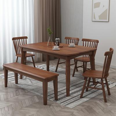 China Modern Home and Restaurant Furniture Dining Modern Rectangle Solid Wood Dining Table Set for sale