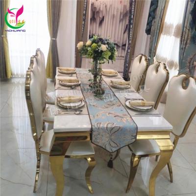 China Modern Luxury Marble Rectangle Table Wedding Hotel Stainless Steel Home Banquet Dining Tables for sale