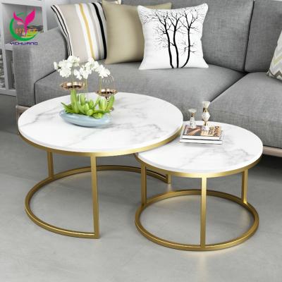 China Marble Cafe Sofa Center Table Contemporary Living Room Gold Metal Modern Design for sale