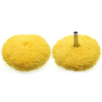 China DURABLE 8'' Yellow color untwisted Double-sided wool polishing pad buffing car cutting wool pad for auto detailing for sale