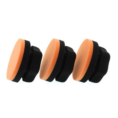 China DURABLE Durable car cleaning accessories  waxing tool 105mm orange soft car waxing sponge applicator pad for sale