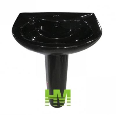 China Factory Sustainable Sanitary Ware Chaozhou Ceramic Black Color Pedestal Wash Basin For Ghana for sale