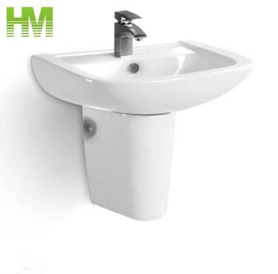 China Chaozhou Sustainable Sanitary Ware Bathroom Ceramic Wash Basin With Half Pedestal for sale