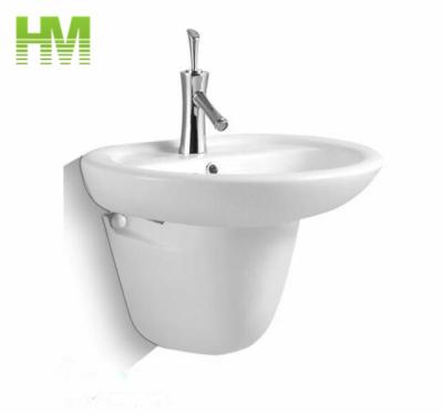 China Good Quality Sustainable Bathroom Sanitary Ware Half Stand Ceramic Pedestal Wash Basin for sale