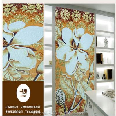 China Flower Wall Living Room TV Wall and Floor Art Crystal Glass Mosaic Pattern Mural for sale