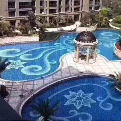 China Factory price outdoor blue glass wall and floor mosaic for swimming pool tile for sale