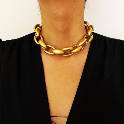 China BOHEMIA Punk Chunky Thick Clavicle Chain Necklaces Statement Cuban Chunky Thick Clavicle Chain Necklaces Gold Color For Women Jewelry for sale