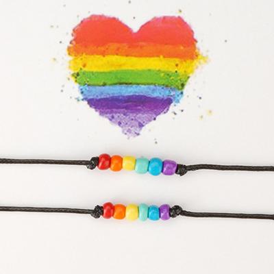 China CLASSIC 2Pcs/set Love Is Gay Pride Jewelery Pride Wish Bracelet Rainbow LGBT Gay Love Rope Bracelet For Women Men Friendship Gift for sale