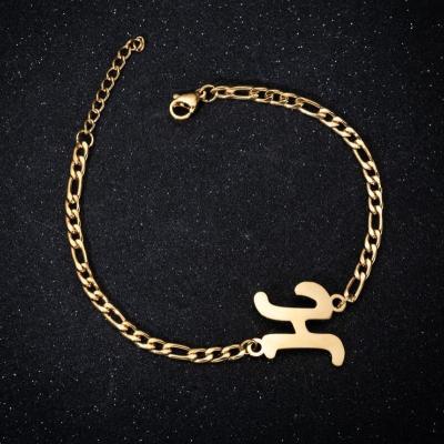 China 26 Stainless Steel Alphabet Silver Plated Initial Letter Clavicle Bracelet CLASSIC Gold Alphabet Initial Letter Bracelets For Girls for sale