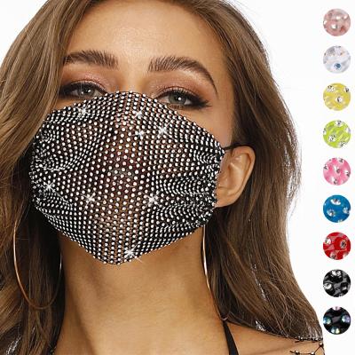 China Luxury Sequin Puff Party Crystal Facemask Sexy Bling Diamond Rhinestone Bling Mascarilla Masking Jewelry for sale