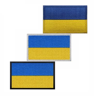 China Colorful Ukraine Bungee Badge Flag Hook And Loop Fasteners Embroidery Patch for sale