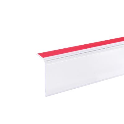 China Good quality with neat finish and strong foam strip clear PVC customized extrusion price tag ticket holder datastrip Hinged30 for supermarket for sale