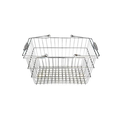 China Chrome Or Galvanized Metal Shopping Basket Wire Mesh Basket For Supermarket 12L for sale