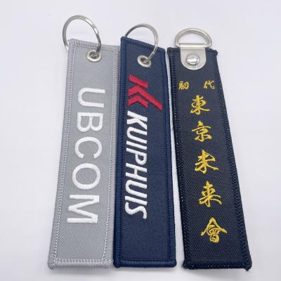 China China customized aircraft aviation embroidery key chain logo fabric custom souvenir woven key indicator for sale