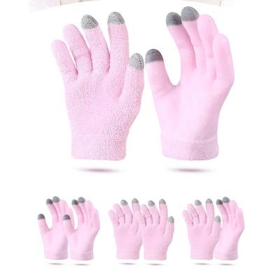 China Luxury washable feather materia gel moisturizing touch screen gloves silicone gel pink gloves skin care gel gloves for sale