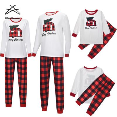 China Christmas Breathable Family Fashion Matching Clothes Long Sleeve Sleepwear Pajamas Set Home Wear For Dad Mom Kids for sale