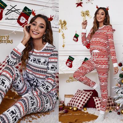 China New Christmas Breathable Women Home Set Of 2 Piece Ladies Family Pajamas Christmas Pajamas for sale