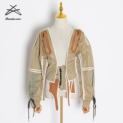 China 2022 New Design Breathable Women Irregular Vintage Tops Button Patchwork Fashion Ladies Coat Jacket for sale