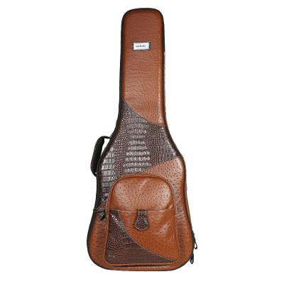 China Brown Fashionable Wholesale Luxury Ostrich Acoustic Guitar Leather Gig Bag for sale