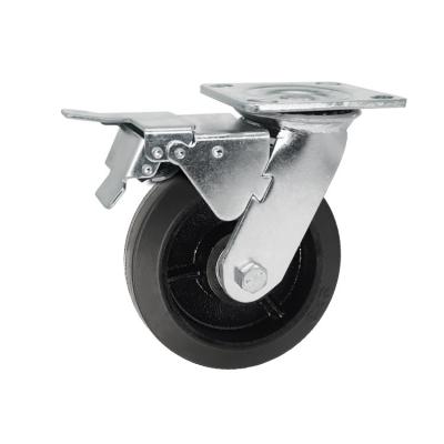 China Heavy Duty Trolley Caster Wheels 100x50mm 4 inch Swivel Plate Casters Black Iron Core Rubber for sale