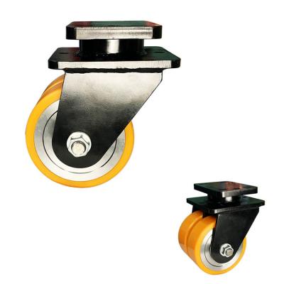 China 5000KG Capacity PU Wheels Orange Super Heavy Duty Casters Steel PU Twin Wheel Swivel Wide for sale