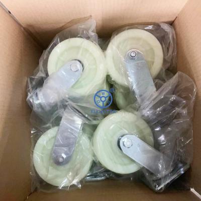 China 6 Inch Heavy Duty Swivel Castors With White Plastic Wheels Ball Bearing for sale