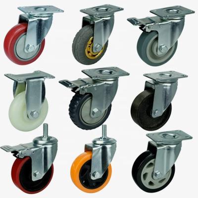 China Zinc Plated Medium Load Casters With 4 Inch Ball Bearing Wheels for sale