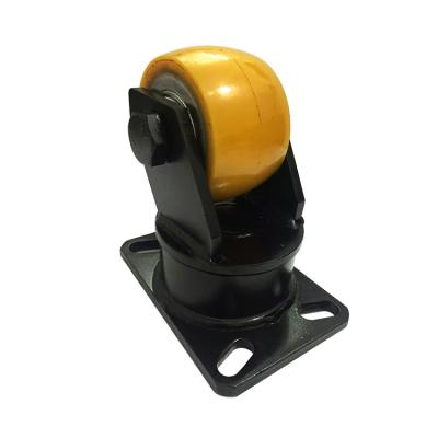 China Front Brake Polyurethane Casters For Heavy Duty Loads Black Wheels Plate Mounted for sale