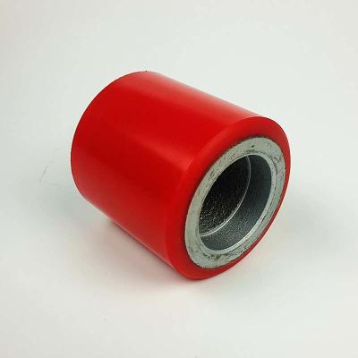 중국 80mm Red PU Pallet Truck Wheels Ball Bearing Cast Iron PU Industrial Single Wheels For Pallets 판매용