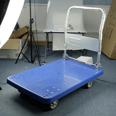 China 300-500KG Load Capacity Steel Trolley With Foldable Platform And TPR / PU Casters for sale