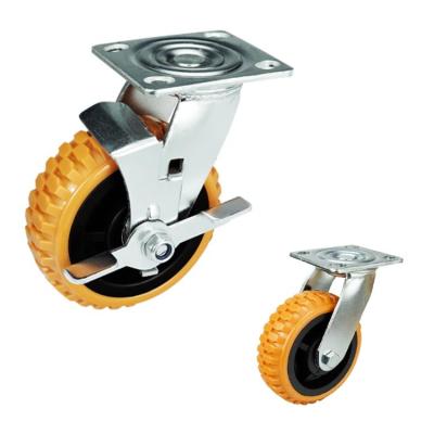 China Side Brake Wheels 6 Inch PVC Swivel Plate Casters Heavy Duty 280KG Load for sale