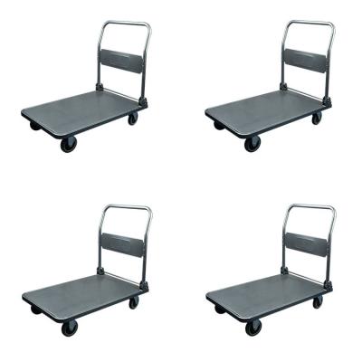 China 330lbs Capacity Foldable Platform Trolley Four Casters Wheels Folding Cart for sale