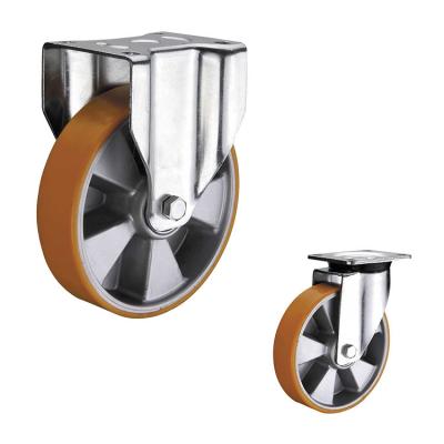 China 200mm Rigid Plate  Aluminium Core PU Nylon Casters Heavy Duty for sale