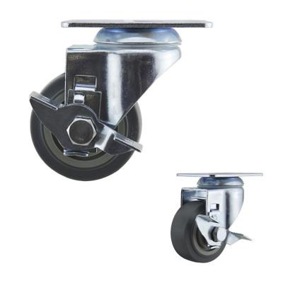 China 75mm Soft Wheel Swivel Brake TPR Medium Duty Casters 176lbs Capacity for sale