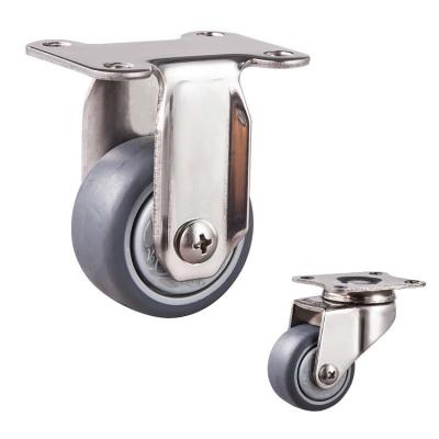 China 1.5 Inch TPR Soft Wheels Stainless Steel Rigid Plate Casters For Sale for sale