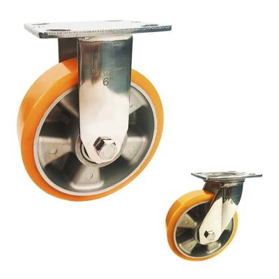 China 770LBS High Capacity 304SS Aluminium PU 6 Inch Castor Wheels for sale